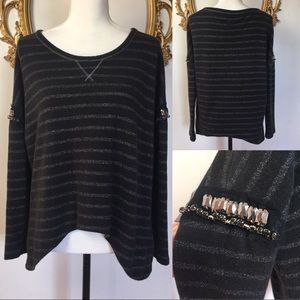🛑Guess Black/Charcoal Sweatshirt Striped Size XS